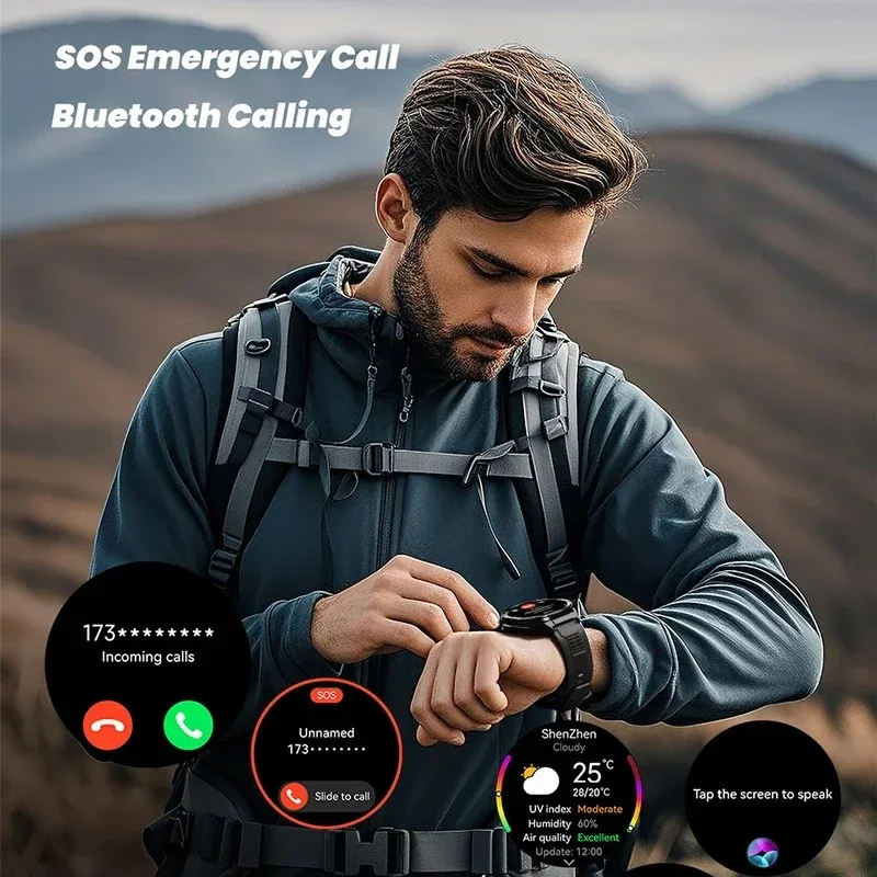 ل T-Rex 3 GPS المهنية في الهواء الطلق ممارسة Smartwatch 1.45 "Ultra HD المدمج في نظام تحديد المواقع البوصلة BT دعوة 480mAh الصحة اختبار ساعة 2025