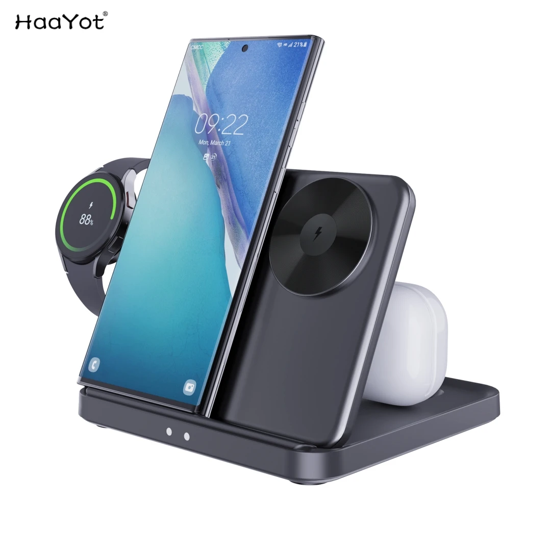 HaaYot Wireless Charger for Galaxy Z Fold 7 6 5 Z Flip 7 S26 S25 Ultra Foldable Charger Stand for Galaxy Watch Ultra 9 8 7