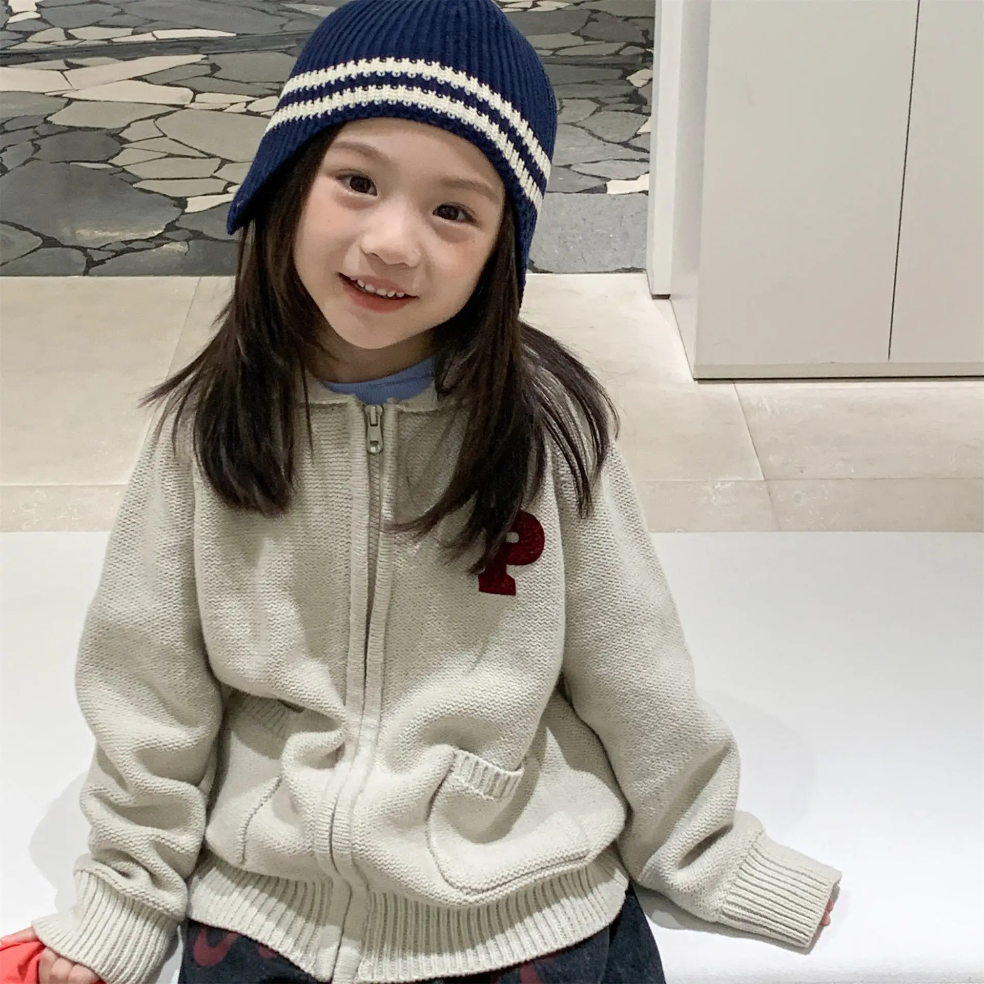 

2025 Autumn New Children Long Sleeve Sweater Coat Fashion Girls Knitted Cardigan Boys Casual Knitwear Lapel Jacket Kids Clothes
