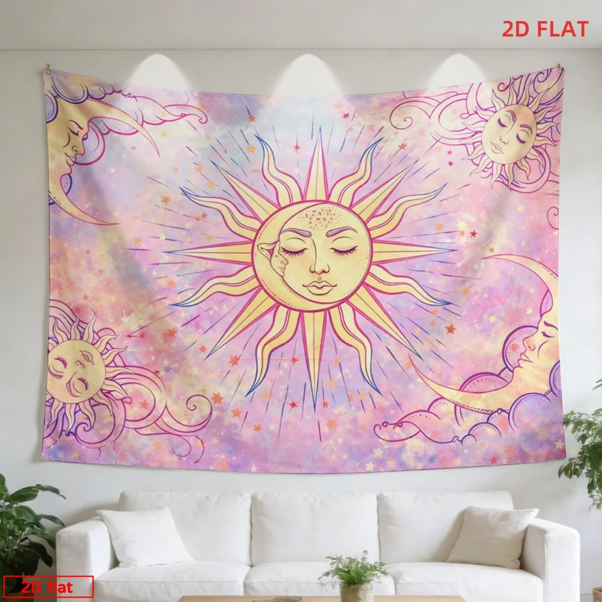 Boho Celestial Sun Moon Tapestry Cosmic Wall Hanging Spiritual Bohemian Aesthetic Dream Art Poster Decor