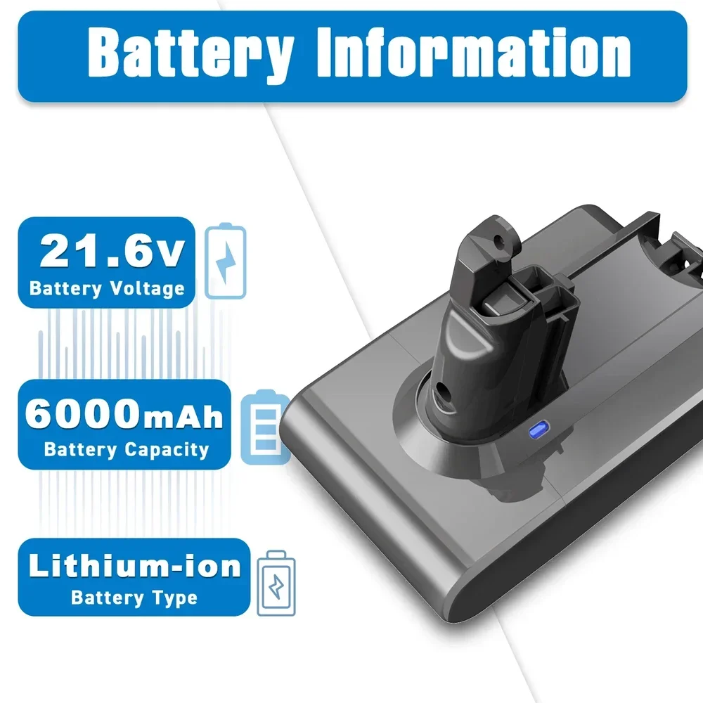 

for Dyson V6 Battery , 21.6V 12800mAh for Dyson V6 Vacuum Cleaner DC58,DC59,DC62,650,770,880,SV03,SV04,SV05,SV06,SV07,SV09