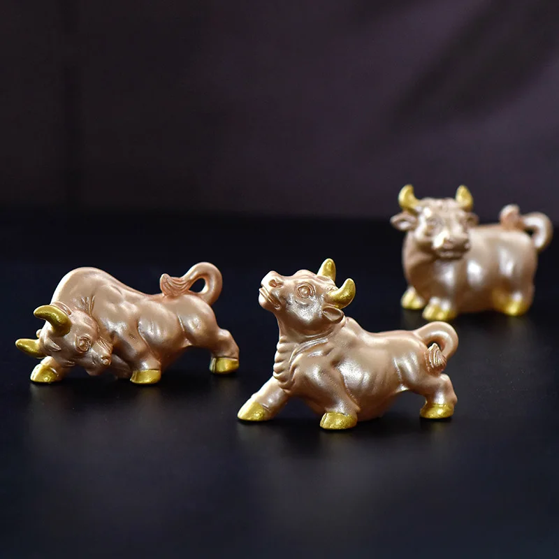 2Pcs/lot Resin Miniature Animal Fairy Garden Miniatures Bull Figurines DIY Micro Landscape Home Decor Accessories New Year Gift