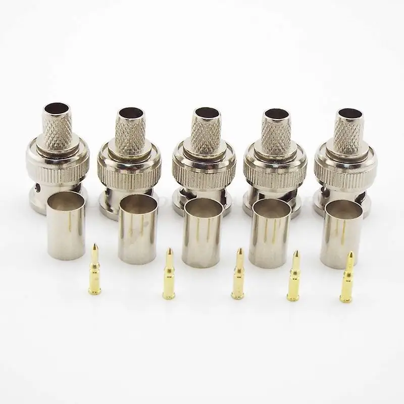 5 Stuks Bnc Vrouwelijke Koppeling Connector Rg58/Rg59/Rg6 Bnc Mannelijke Crimp Type Connector Adapter Plug Voor Cctv Audio