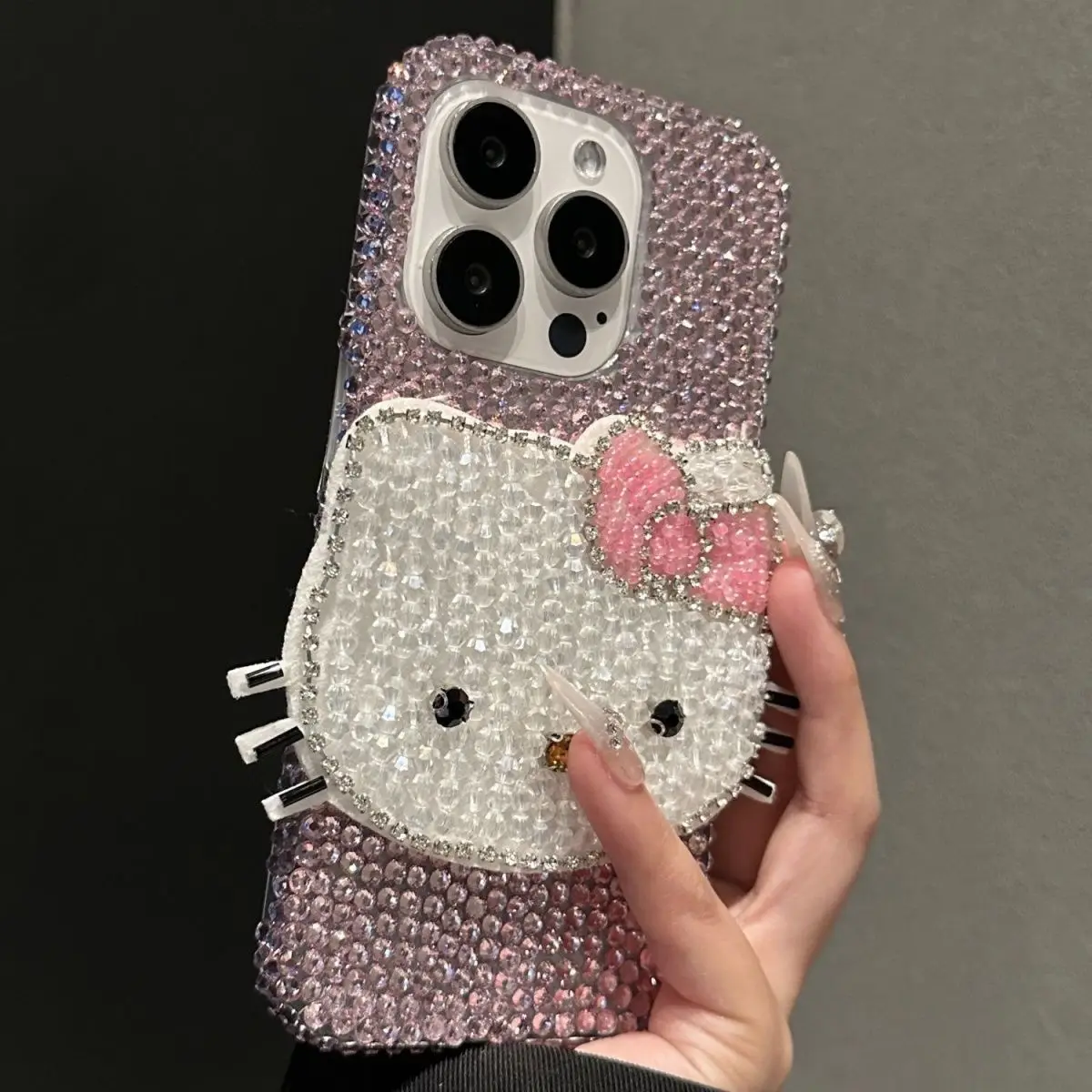 Hello Kittys Phone Case Rhinestone Kt Cat Apple 15 Promax Phone Case Applicable To Apple 14 13 12 Girl Phone Case Anti-Fall Gift