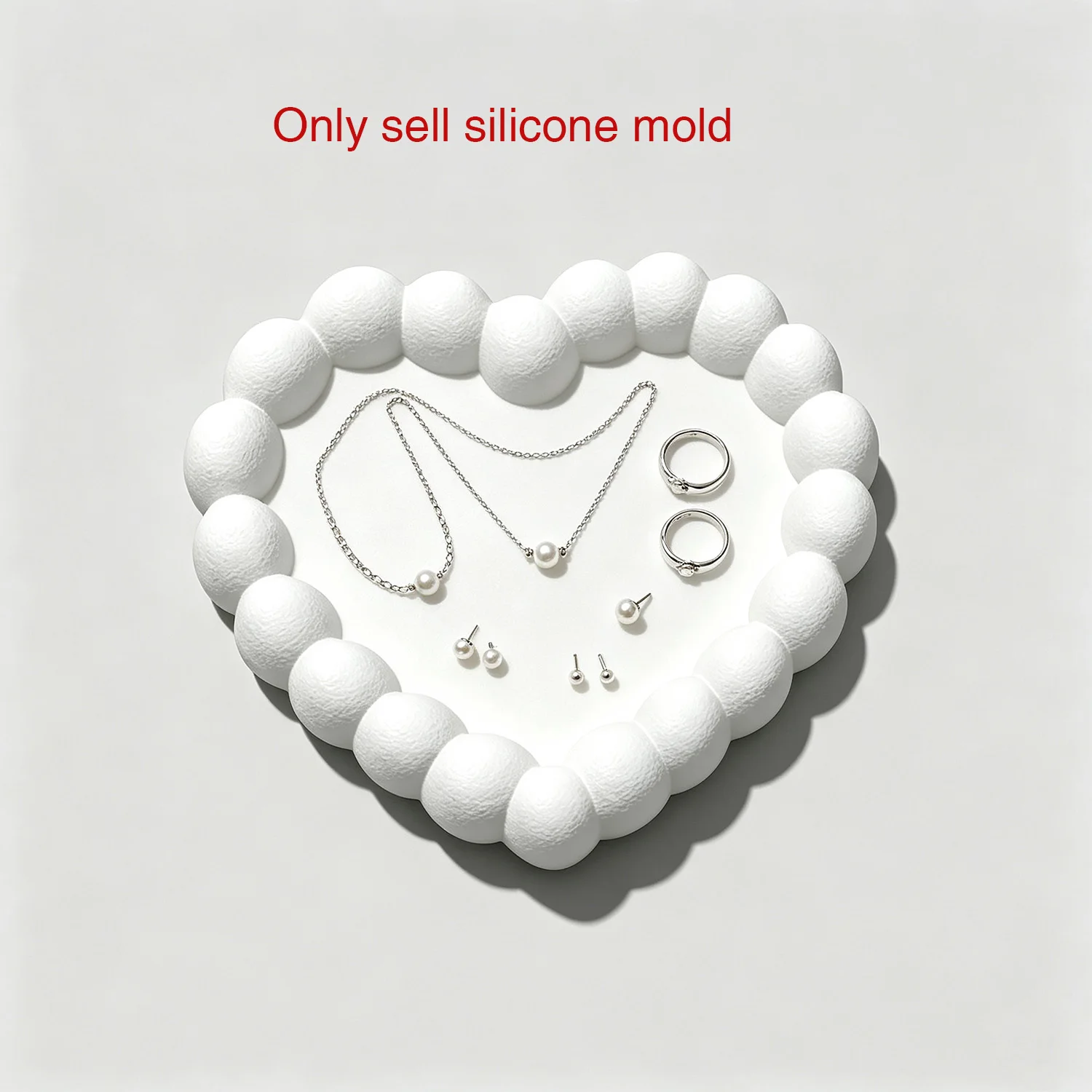 

Silicone Mold For Heart Bubble Jewelry Tray, DIY Cement Heart Beaded Edge Ring Bracelet Storage Trinket Dish Mould