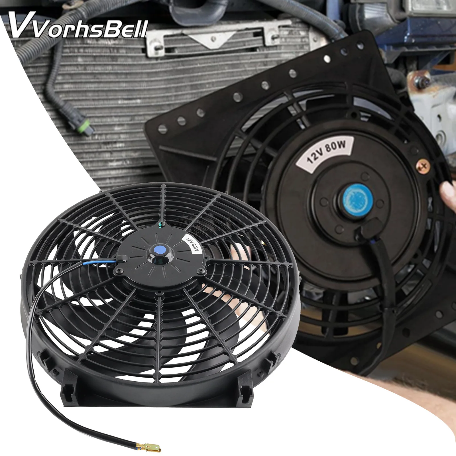 Russian modified cooling fan universal 7/9/10/12 inch 12V 80W 90w mounting kit