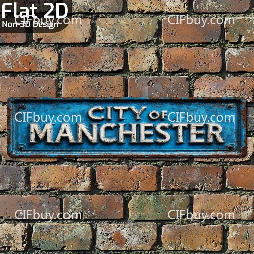 Customizable Retro Football‑Team‑Logo Aluminum Wall Plaque,2D Flat 40.13×10.16cm UV Print, Outdoor Wall Decor