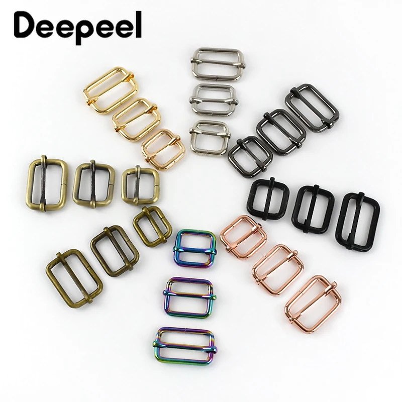 10Pcs 13-50mm Metal Tri-glide Slider Buckle Roller Belt Pin Clasp Handbag Strap Adjustable Buckles DIY Bag Hardware Accessories