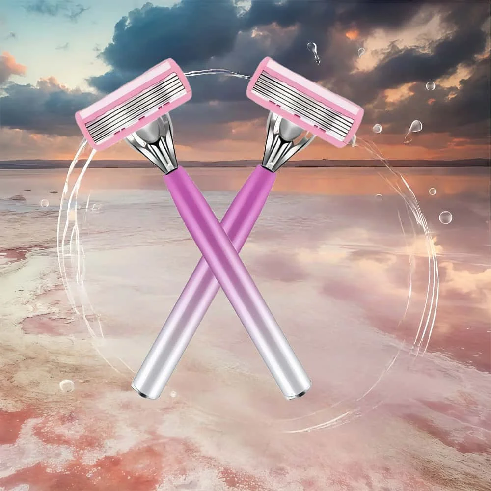 ماكينة حلاقة آمنة مكونة من 6 حواف لإزالة الشعر للرجال والنساء، شفرات حلاقة يدوية سهلة الحادة