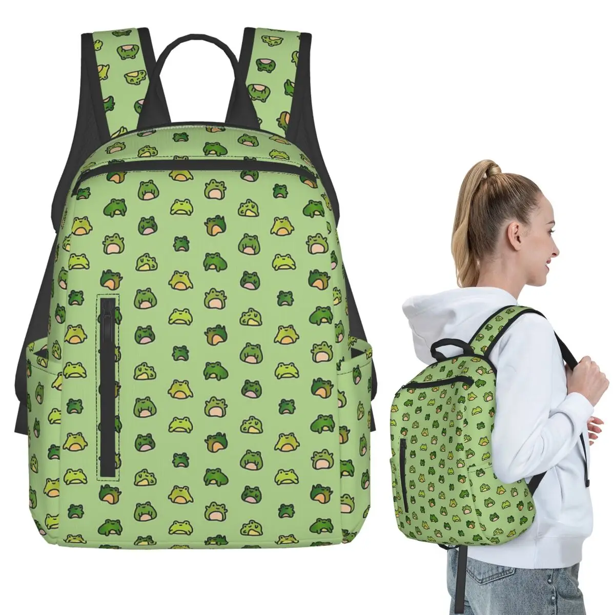 Frogs Doodle Backpack Student BookBag Boys Girls School Bag Laptop Shoulder Bags Men Women