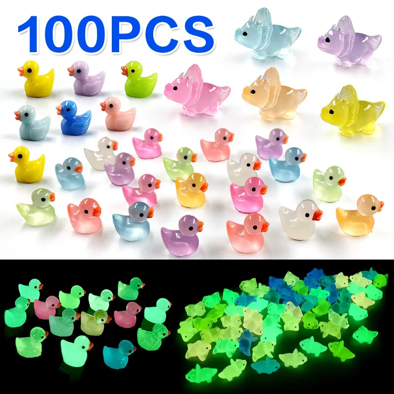 

100PCS New Glow Dinosaur Luminous Triceratops Resin Figurine Cartoon Animal Model Home Decor Fairy Garden Decoration Accessories