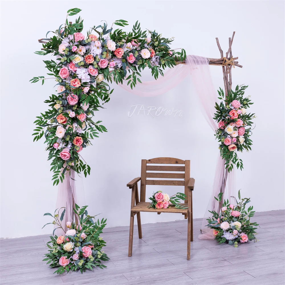 Artificial Pink White Series Rose Peony Greens Floral Arrangement for Wedding Event Backdrop Decoration Customized Floor flower