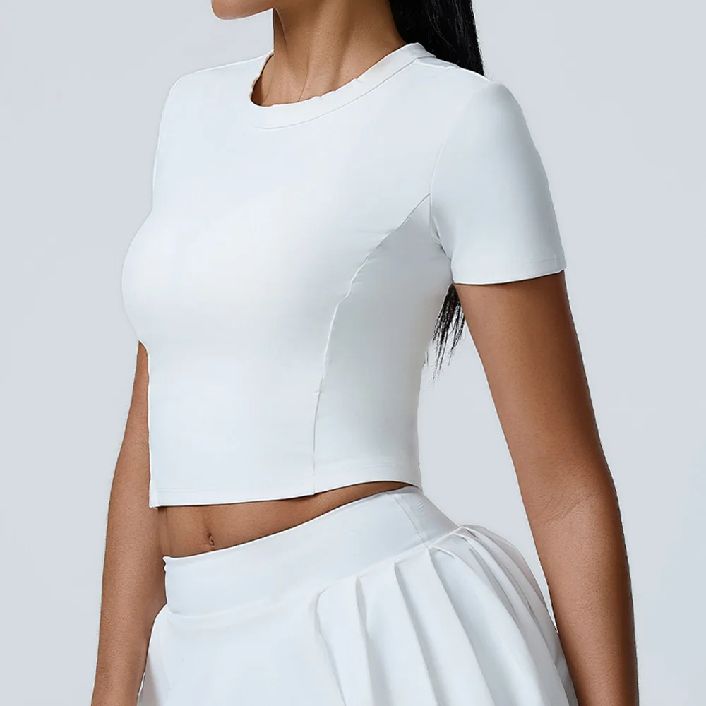

JUREN Yoga Top Women Short Sleeve Sport T Shirts Fitness Clothes Yoga Shirt Gym Top Running Sport Push Up Workout Crop Top