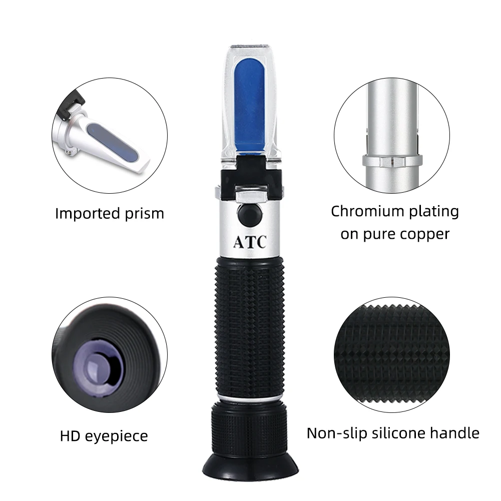 Refractometer Brix Sugar Handheld ATC Refractometer 0-28% Salinity 0-32% Refractor Salinity Meter Brix Meter Salt Sugar Meter