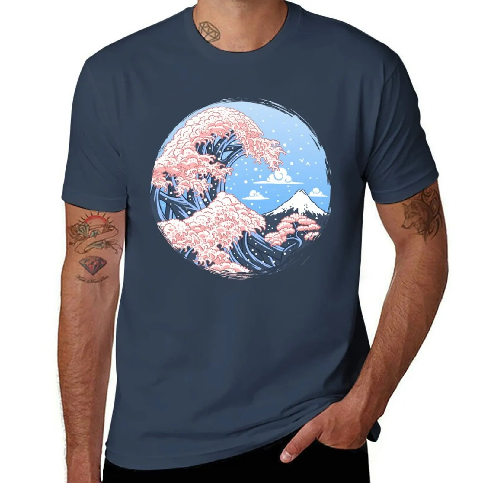 Tree Cherry Wave T-Shirt Creative Graphic Tee Shirt