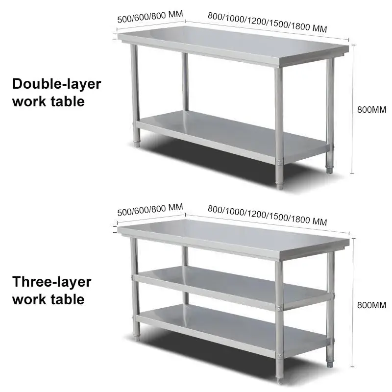 High Quality 3-Layer Stainless Steel Worktable Portable Kitchen Equipment with Undershelf