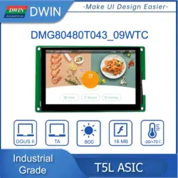 DWIN-Módulo de pantalla táctil de alto brillo, 4,3 pulgadas, 800x480, TFT LCD, IPS, grado Industrial, HMI TTL/RS232, dmg80480t043 _ 09W