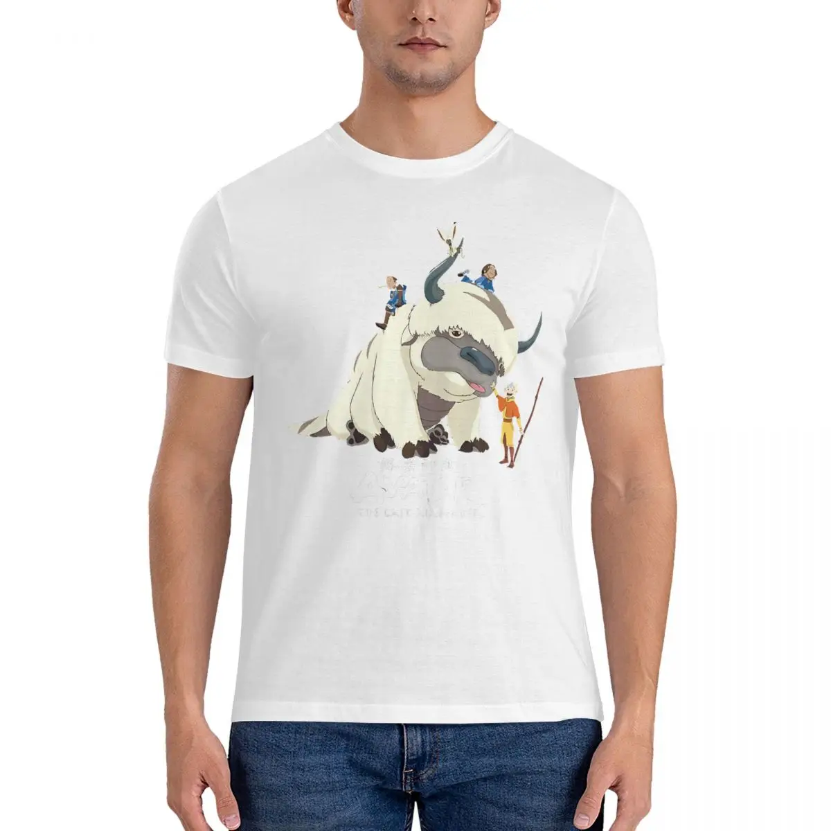 Avatar The Last Airbender Appa Group Shot Logo T Shirt T-Shirts O Neck The Last Airbender Tees Short Sleeve