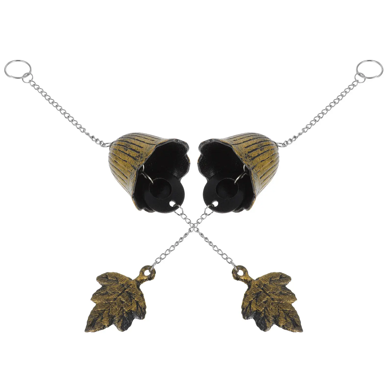 2Pcs Japanese Cast Iron Wind Chimes Vintage Bronze Doorbell Maple Leaf Bell Metal Outdoor Porch Wind Bells Japanese Bell