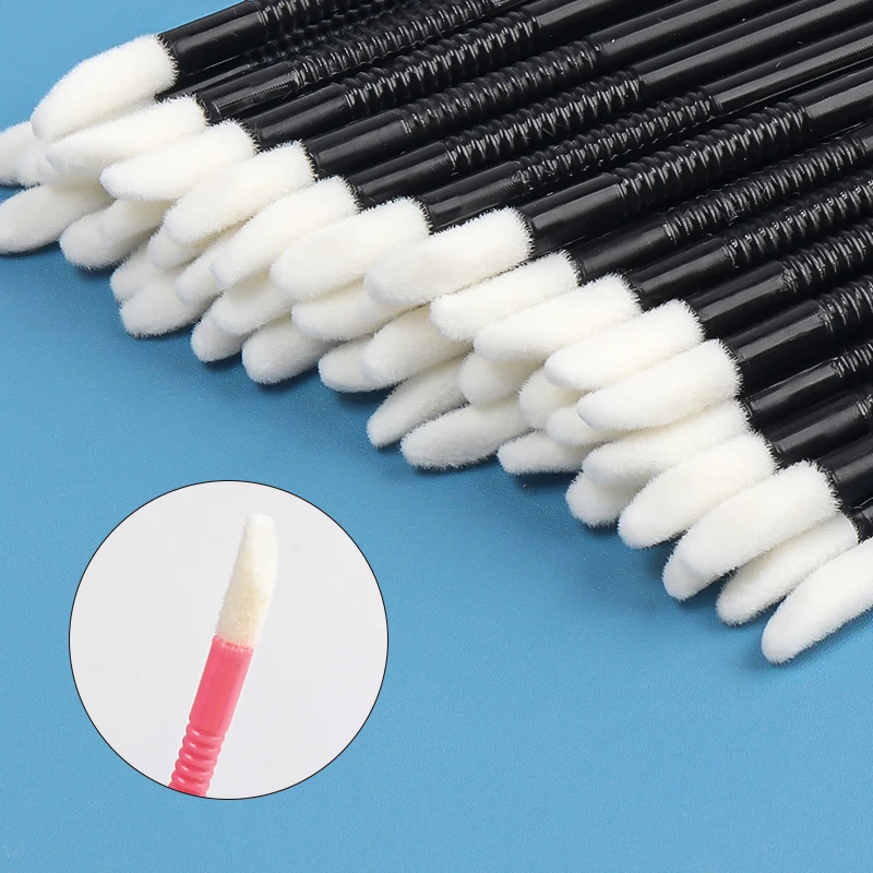 50pcs Lip Brushes Spiral Anti Slip Handle Mascara Wands Lipstick Micro Brushes Applicators Cleaner Eyelash Extension Tools