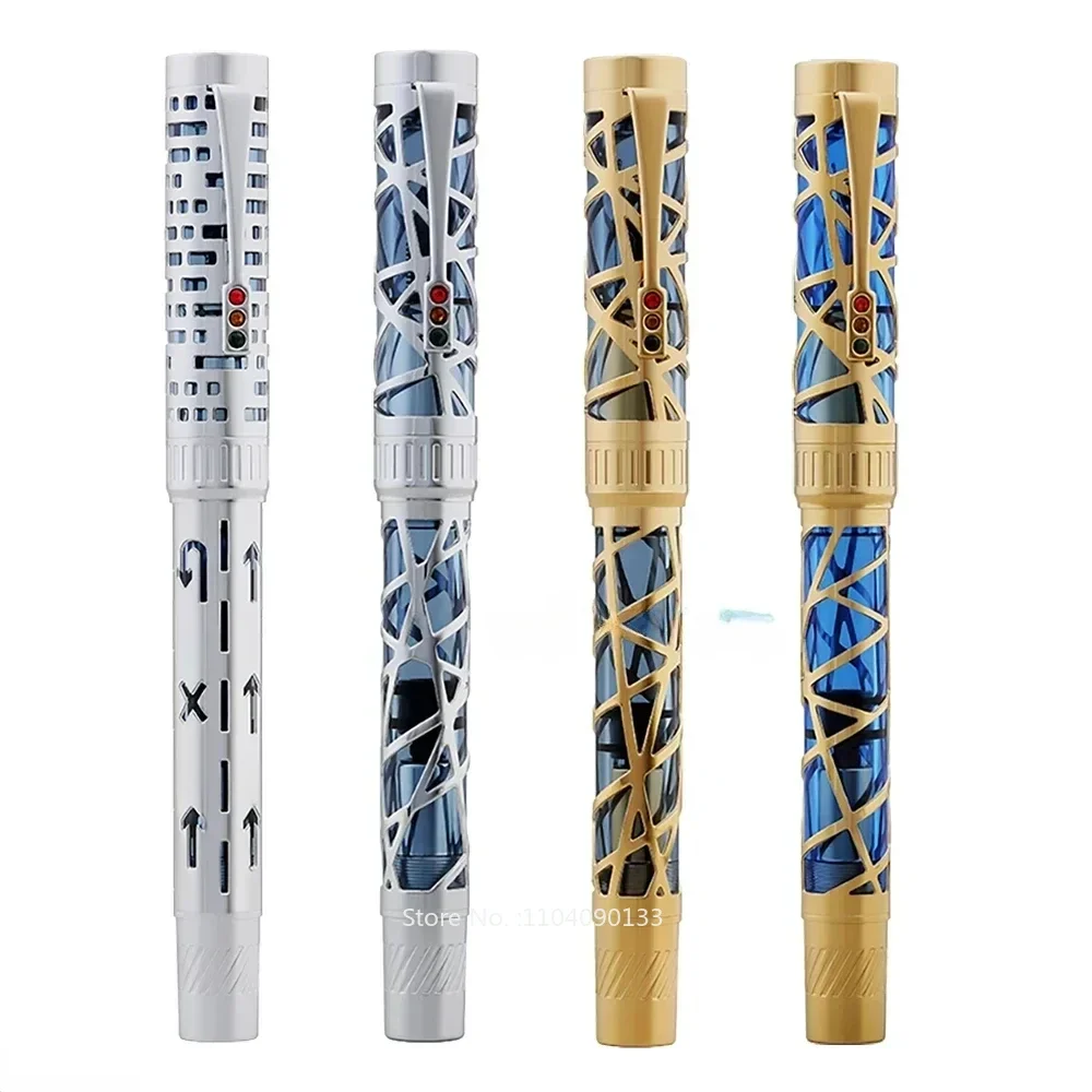 MAJOHN T6 Fountain Pen Transparent Resin Inner Sleeve F 0.5mm Nib Signature Pen Calligraphy Brush for Practicing Calligraphy