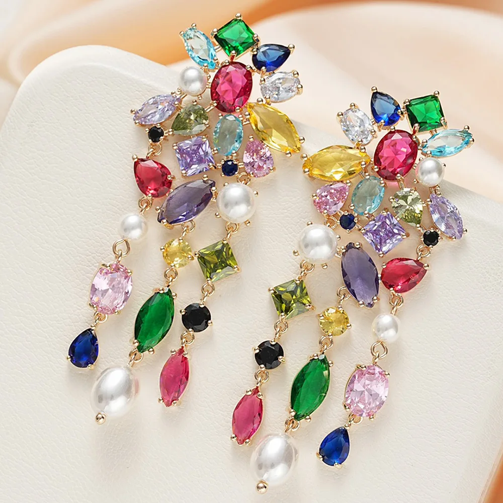 

Missvikki Trendy Luxury Gorgeous Dangle Earrings Shiny Cubic Zircon Drop Earring For Bridal Wedding Party Jewelry High Quality