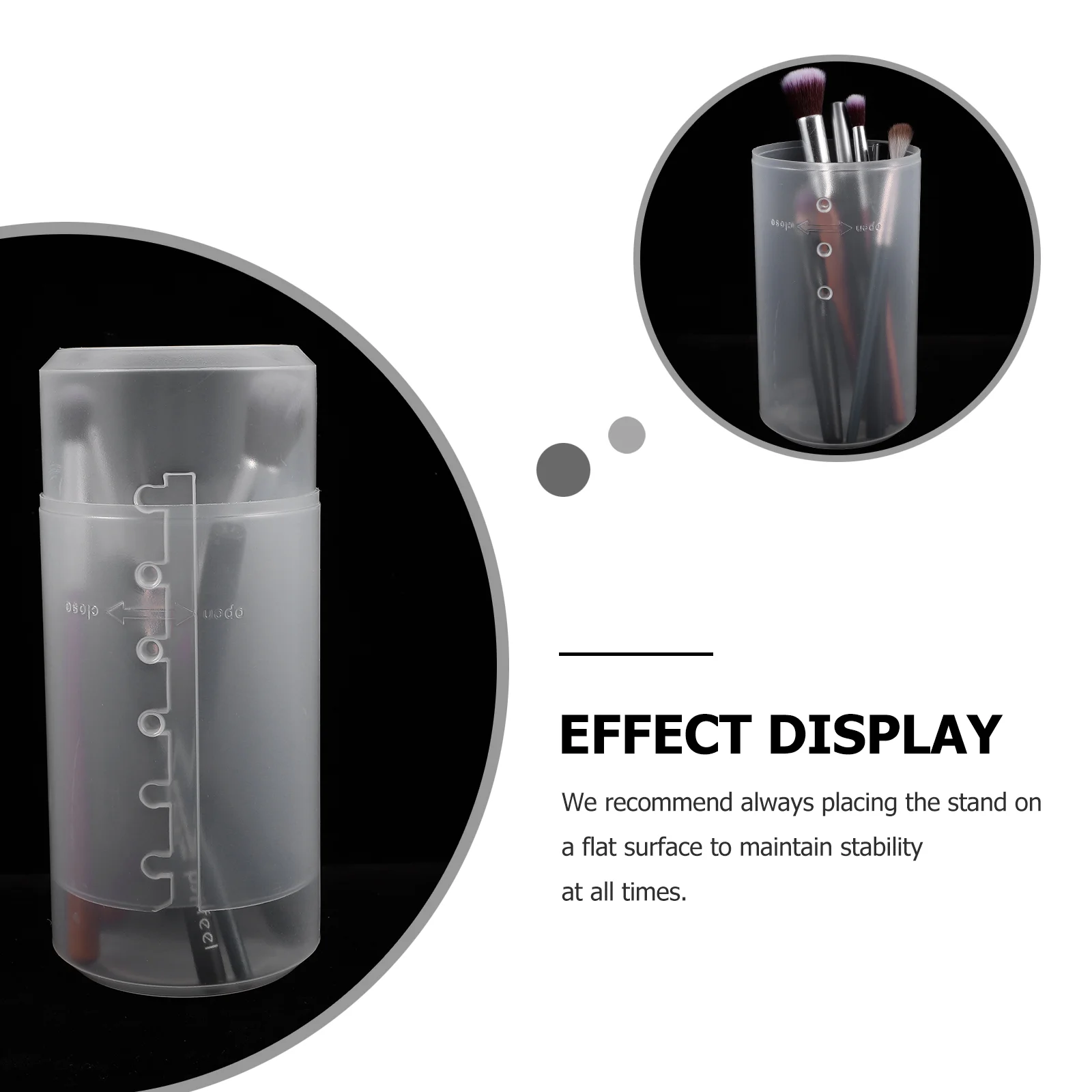 3 ชิ้น Retractable Clear แปรงแต่งหน้าแบบพกพาฝุ่นกันน้ําคอนเทนเนอร์เดินทางพลาสติก ganizers Storage Case