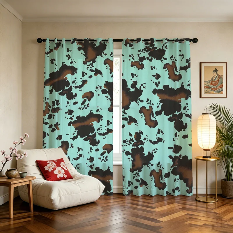 2Pcs Polyester Curtain Set,Machine Washable,Easy Hanging & Installation,85% Light Blocking,Paisley Pattern,Bedroom Decor