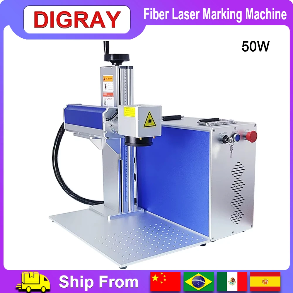 DIGRAY 50W Fiber Laser Marking Machine MAX Hunst Fiber Laser Source for Marking Gold Silver Aluminum Copper Metal Cutting