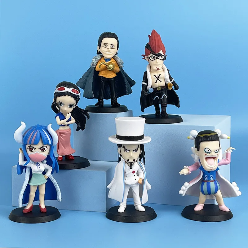 Figuras de acción de One Piece, 6 piezas, figuras coleccionables de PVC, decoración de escritorio para fanáticos del anime, Crocodile, Bon Clay, Ulti, Robin, Lucci, X Drake