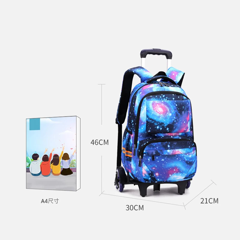 School bags with Wheels School Rolling Backpacks for Boys Trolley Bag Waterproof Orthopedic School Bag Student Wheeled Backpack