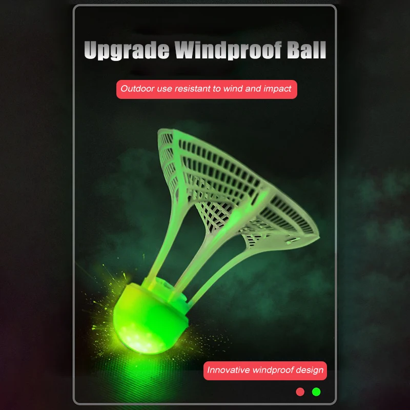 1 Stuks Glow-In-The-Dark Winddicht Gloeiende Badmintonballen Super Duurzaam Plastic Nylon Met Verlichting