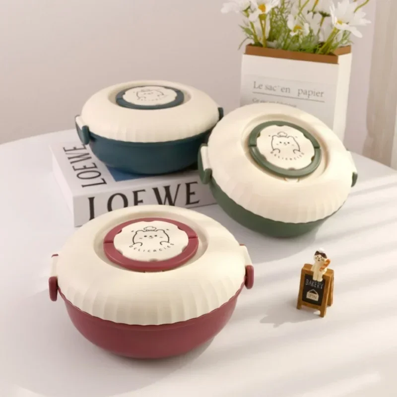 Bento Box a doppio strato di grande capacità con scomparto per salsa Scatola da pranzo in plastica termica per microonde per scatola da pranzo portatile per studenti