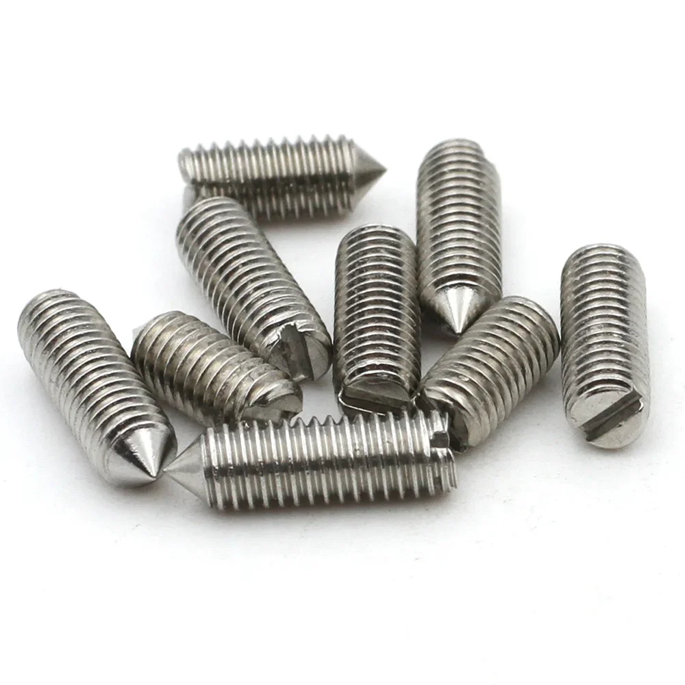 ( M2 M2.5 M3 M4 M5 M6 304 A2-70 Stainless Steel Slotted Tip Set Screw Machine Thread Cone Point Grub Screws Din553