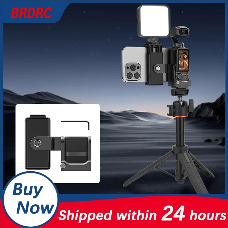 BRDRC Metal Expansion Frame Phone Holder For DJI OSMO Pocket 3 Cold Shoe Mounting With 1/4 Screw Adapter Camera Phone Accessory