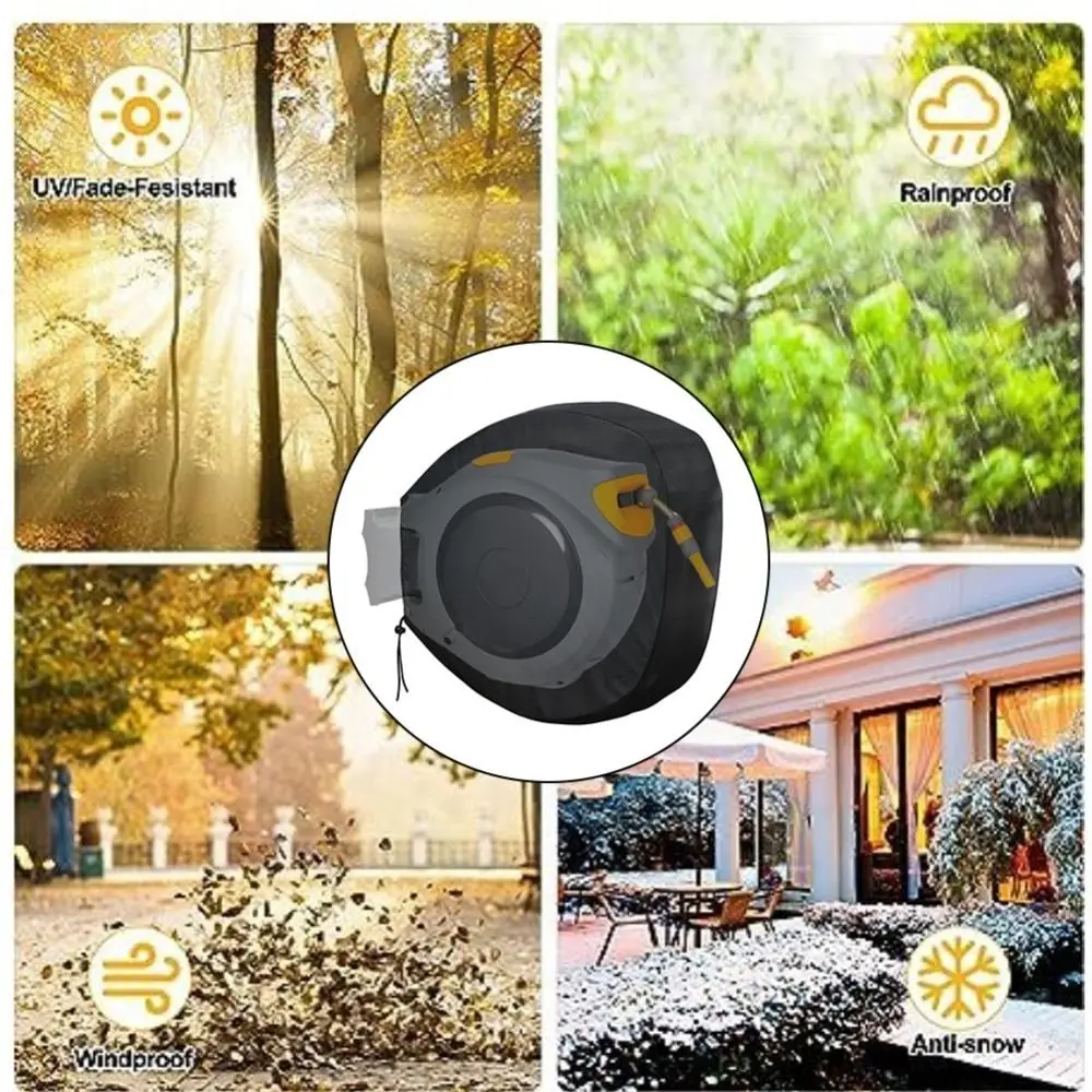 Retractable Wall Mounted Insulated Hose Cover Waterproof Storing Cord Reel Cover 420D UV Resistant Cart Dust Accessory Lawn