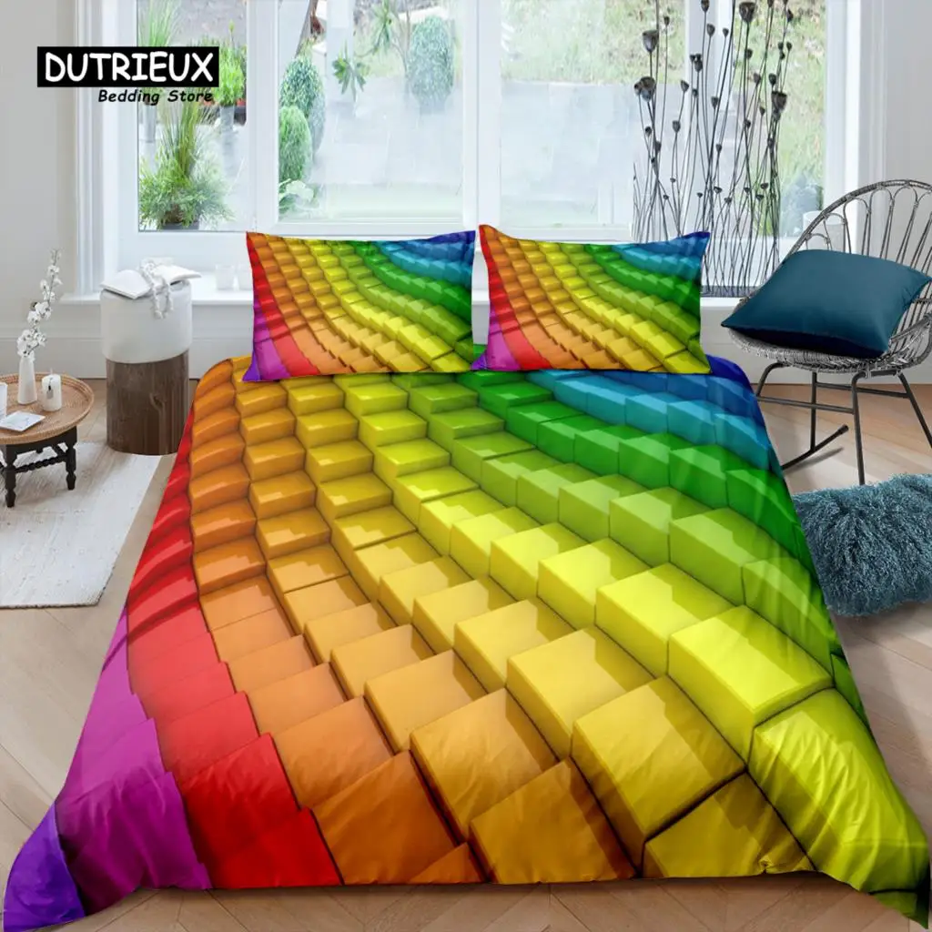 

Home Living Luxury 3d Colorful Cubes Bedding Set Duvet Cover Set Pillowcase Kids Bedding Set Queen and King EU/US/AU/UK Size