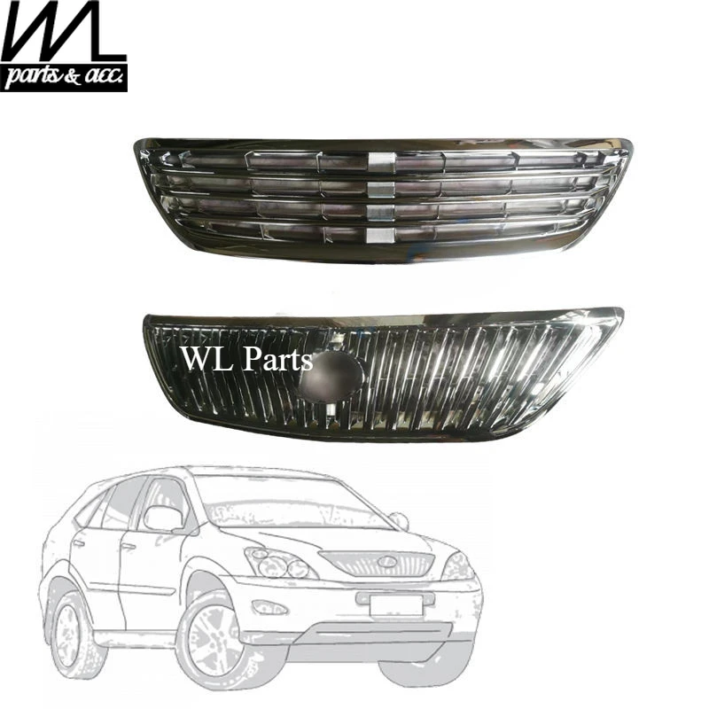 Front Bumper Grille Silver Black Grill for Lexus RX300 RX330 RX350 2003-2006 ABS Racing Grills Car Styling Accessories