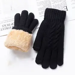 Black Thickened Gloves Accessories Lamb Velvet Double Layer Winter Gloves Thickened Soft Warm Mittens Boys Girl