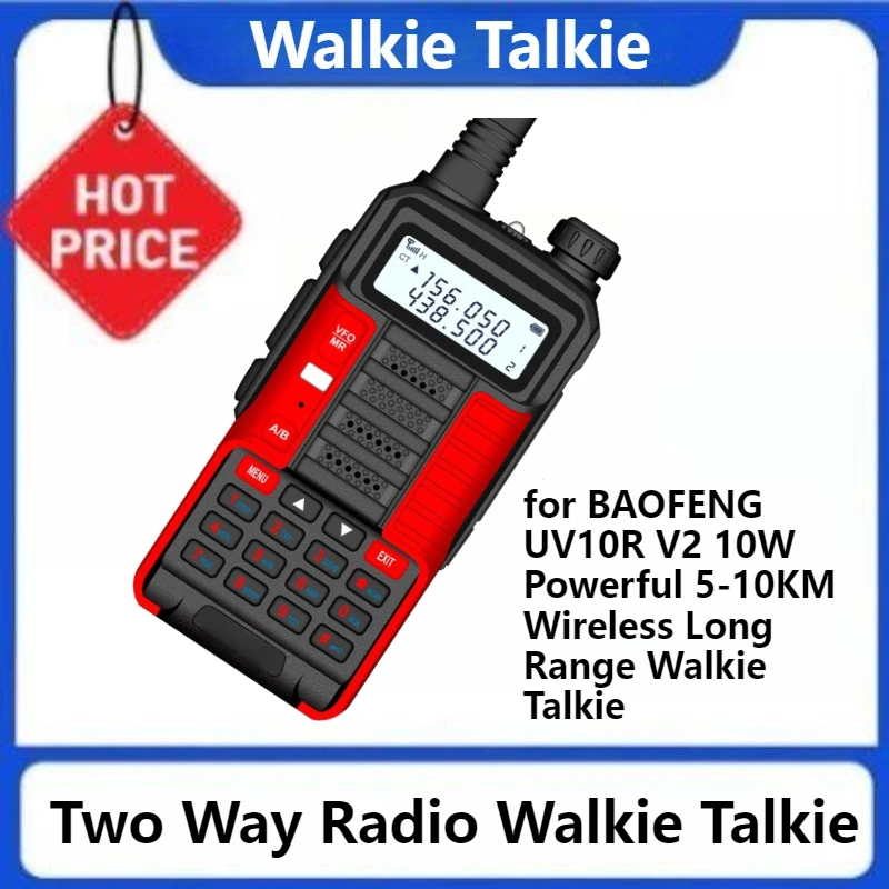 วิทยุสองทางสำหรับ BAOFENG UV10R V2 10W ที่มีประสิทธิภาพ 5-10KM ไร้สายระยะไกลเครื่องส่งรับวิทยุช่องอัพเดตจาก UV-5R UV5R