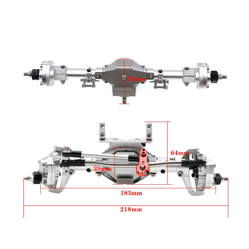 Front & Rear CNC Metal Portal  Axle Kit for Axial SCX10 II 90046 90047 313mm Wheelbase 1/10 RC Car Upgrade Parts