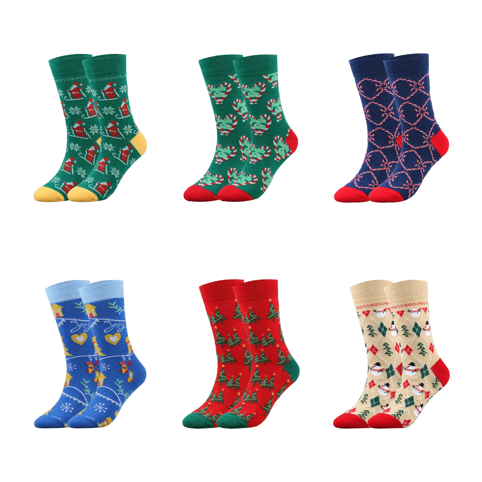 

Набор из шести подарочных коробок с рождественскими носками средней длины (модели -1, -2, -3, -4, -6, -7)