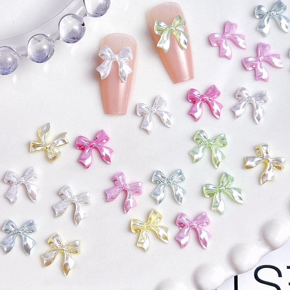 30PCS 3D Ribbon Bow Tie Nail Art Charms Accessories Resin Bowknot Parts For Manicure Decor Nails Decoration Supplies Material 