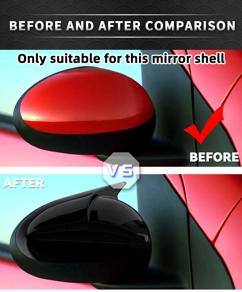 Rückspiegelabdeckungen für Peugeot 107 Toyota Aygo 107CC Citroen C1 2005 2006 2007 2008 2009 2010 2011 2012 2013 2014. – Detail 3
