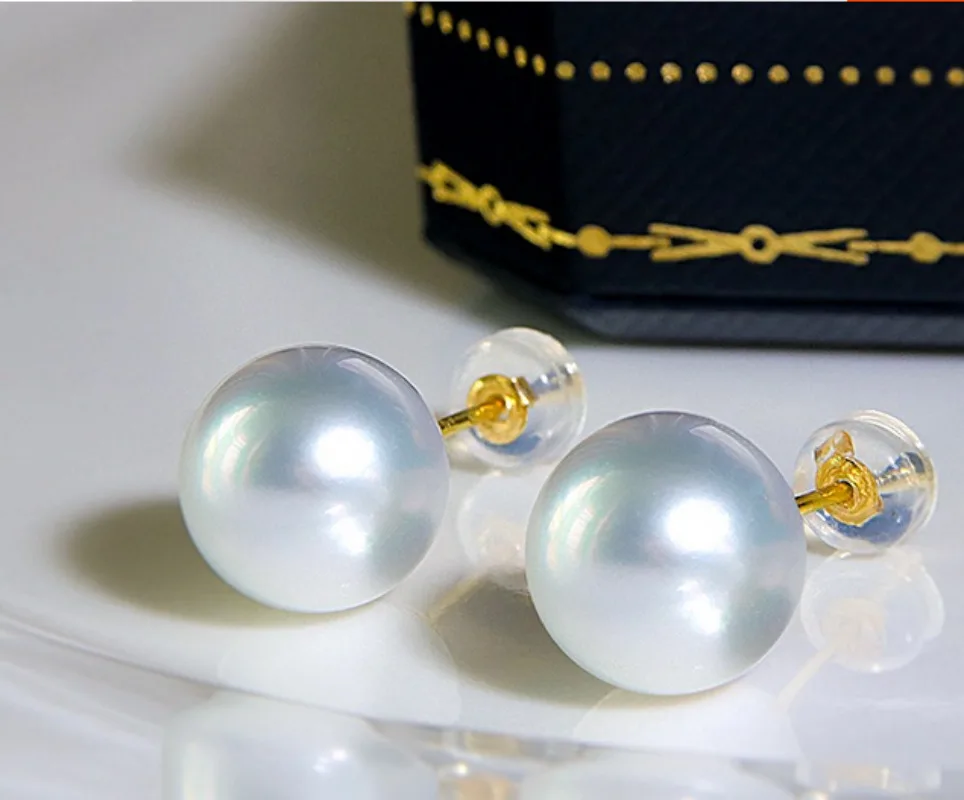 

Pair 12mm South Sea Genuine White Round Pearl Stud Earring Women Simple Wedding Party Jewelry Accessories 6639AAA