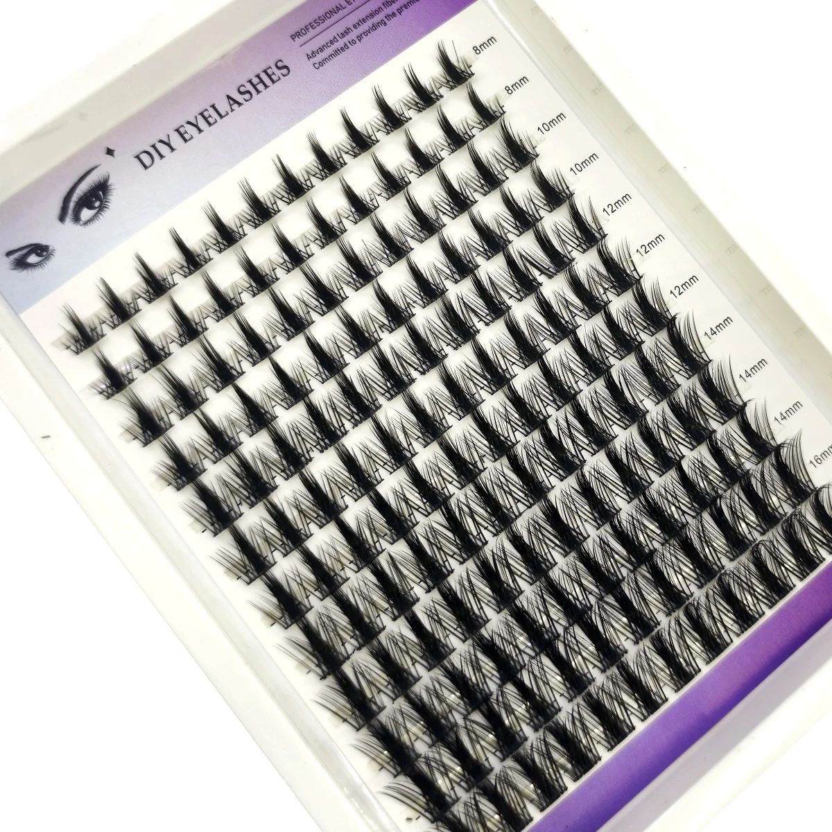HBZGTLAD 12 Reihen DIY Cluster Wimpern 8-16mm Katzenaugen-Wimpern Unsichtbares Band Premium Nerz Manga Wimperncluster Natürlicher Stil Faux Cils – Detail 11