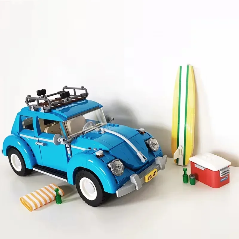 New 1100+PCS 10252 Blue Beetle Classic Creative Car Building Blocks Model Bricks Compatible Kids Christmas Toys Birthday Gifts