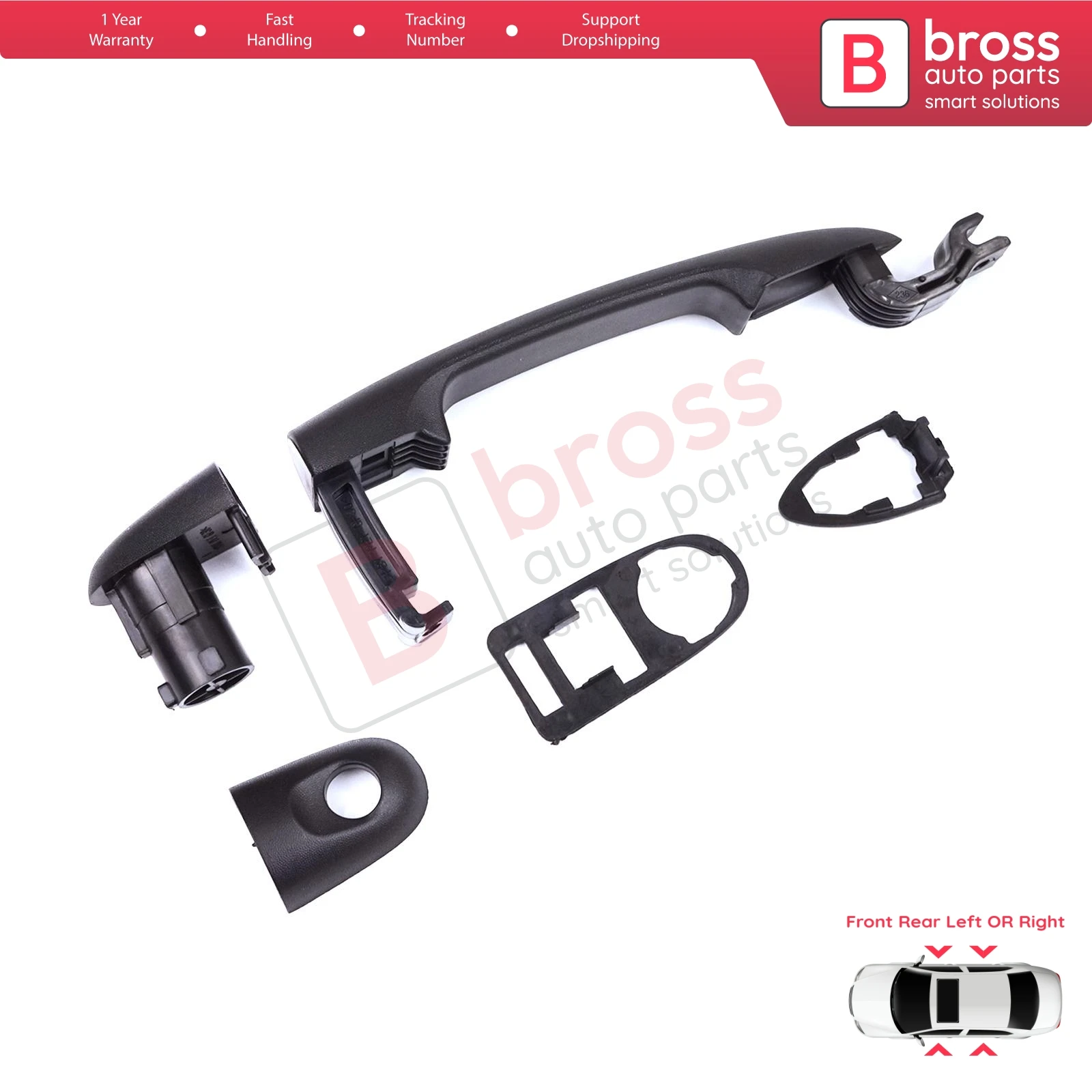 BDP1424 Front Rear Left or Right Exterior Door Handle for Renault Kangoo FW KW 2007-2021 Nissan NV250 Mercedes Citan W415