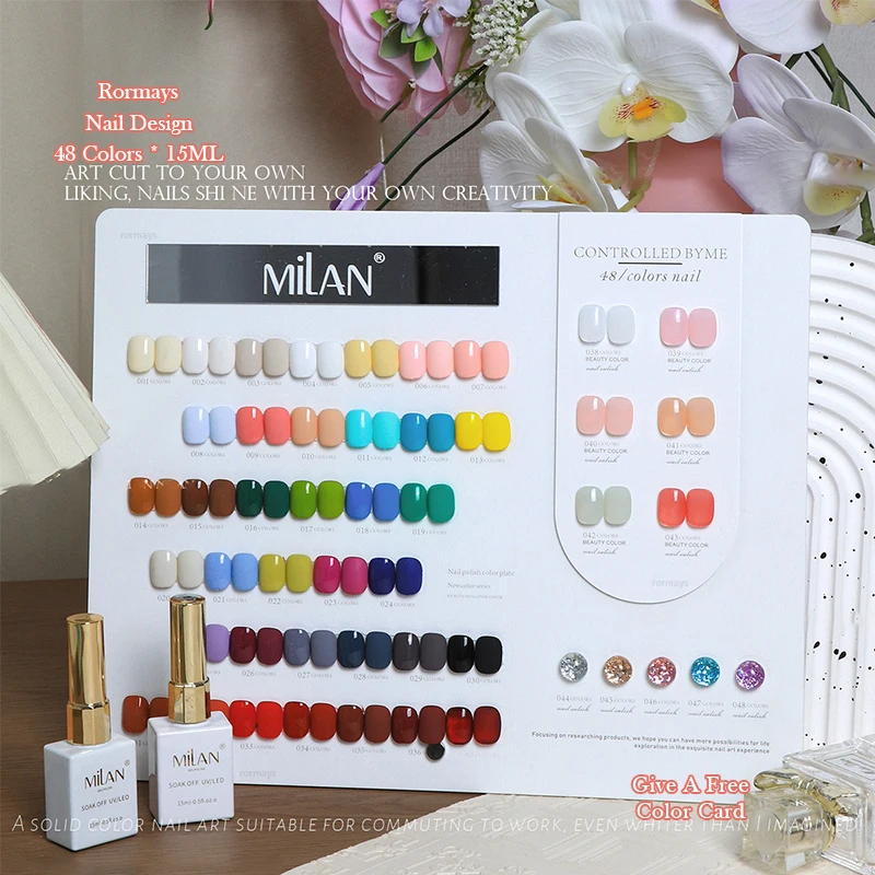 

Rormays Whitening gel Polishing 48 PCS Mixed Varnish Semi Permanent Shining UV LED Brick Solid Color Nail Glue Salon Primer 15ML