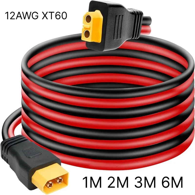 12AWG XT60 Female to Male Extension Cable, 1M 2M 3M 6M Optional for ALLPOWERS Ecoflow Delta River Anker